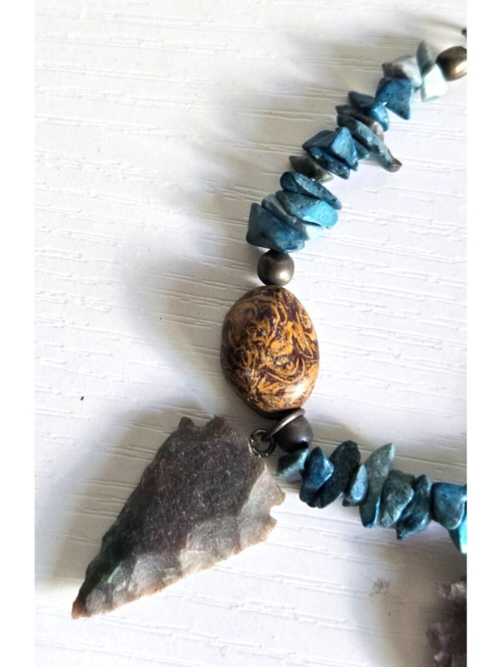 Mens Women Blue and Brown Stones 3 Arrowheads Bracelet Lobster Clasp 28 grams - Picture 4 of 9